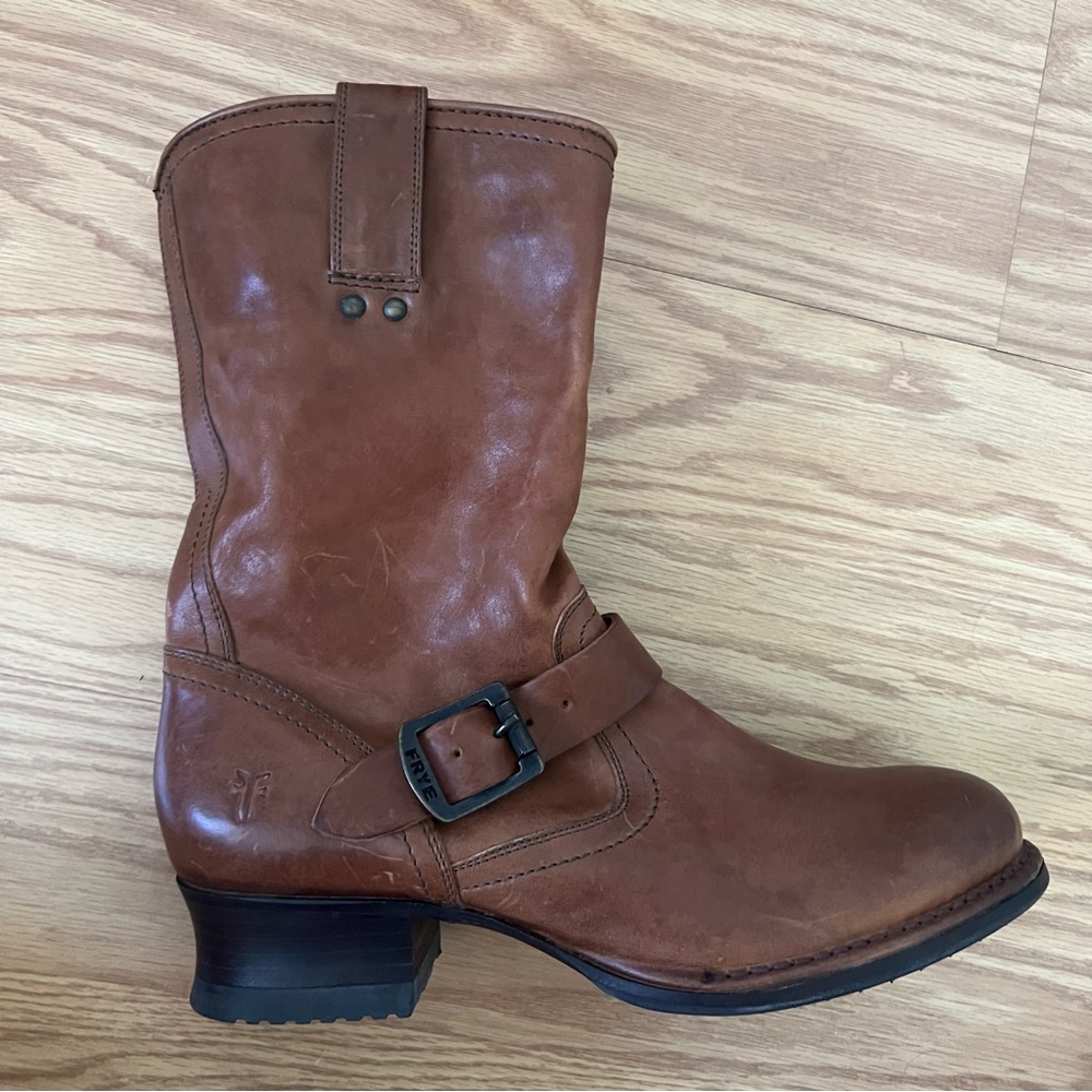 Frye Chestnut Leather Buckle Boots women’s size 9 - Picture 13 of 14